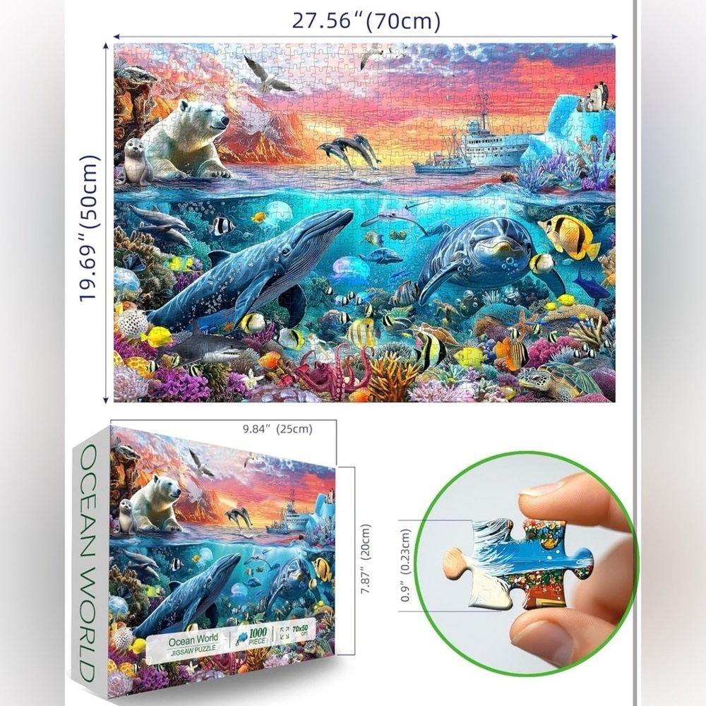 Ocean World 1000 Piece Puzzle for Adults Unique Colorful Underwater Scen…​​ - Picture 2 of 5